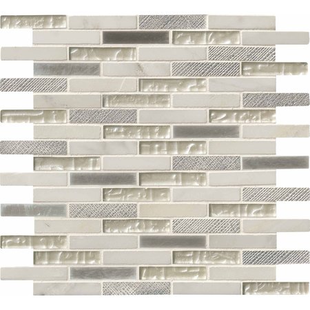 MSI Ocean Crest Brick SAMPLE Glass Metal Stone Mesh-Mounted Mosaic Wall Tile ZOR-MD-0346-SAM